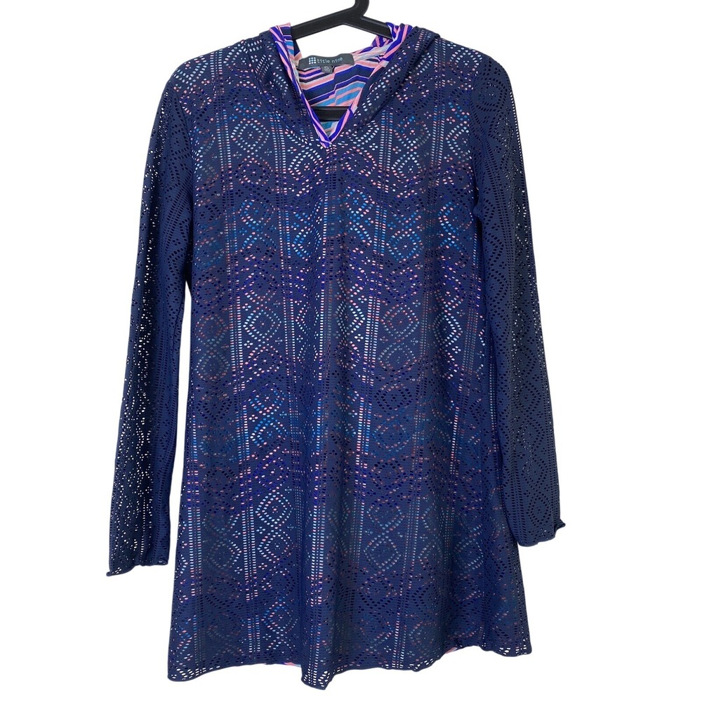 Title Nine Womens Mesh Hooded Swim Cover Up Chevron Lining Size S Beach Boho